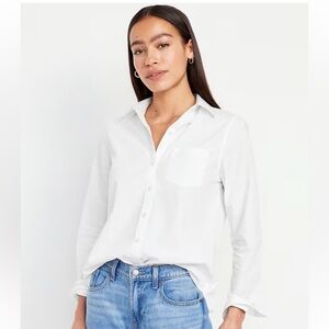 Old Navy Boyfriend White Button-Down Shirt